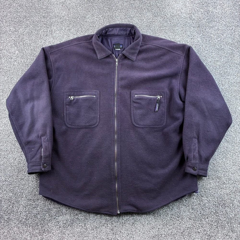 Vintage Patagonia Synchilla Overshirt Fleece Jacket Mens XL Purple Zip USA Made
